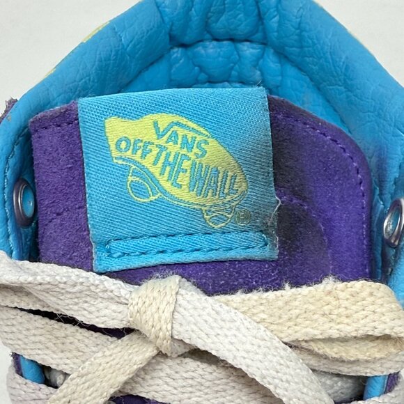 Vans Sk8-Hi Purple Blue & Yellow Checkerboard Sneakers Size 5 Mens / 6.5 Womens - Picture 8 of 13